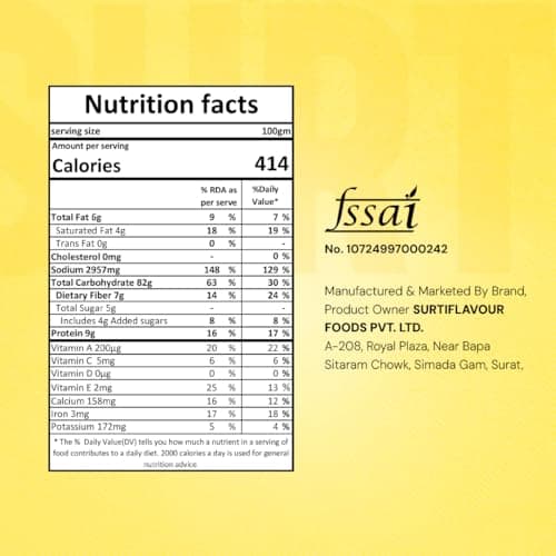 Surtiflavour Surti Undhiyu 250gram pack of 1Authentic Indian Culinary Delight Instant Ready-to-Eat Paneer Dish | Gluten-Free | Preservative-Free | Just Add Hot Water | Rich Taste & Aroma — image 2