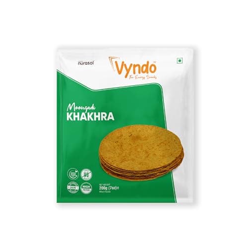 Vyndo Jain Khakhra Combo - Pack of 3 (200g each), Millet Snacks, Gluten Free, Healthy Snack Options (Plain Millet Khakhra, Chorafarli Khakhra, Moongdi Khakhra), No Garlic, No Ginger — image 7