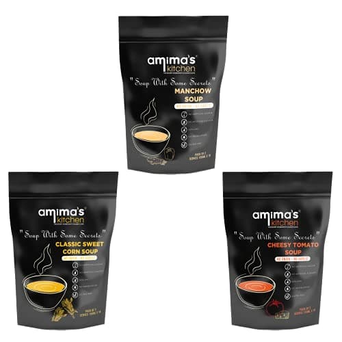 Amima's Kitchen Combo Of Manchow + Classic Sweet Corn + Cheesy Tomato Jain Soup (No Onion No Garlic) - 100 Grams (Pack of 3) | Instant Soup Mix Powder | Ready To Cook | No Artificial Flavour & Colour | Gluten Free | Non GMO | Healthy Soup
