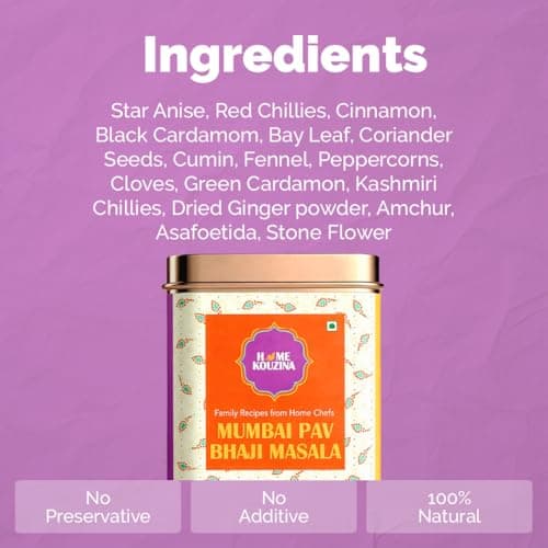 Home Kouzina Pav Bhaji Masala - 150g | Perfect for Authentic Pav Bhaji Recipe| No Artificial Additives | Made in Small Batches | 100% Natural Ingredients| Premium Tin Pack — image 2
