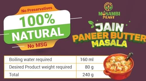 MOSAMBI FEAST Ready-to-Eat Jain Paneer Butter Masala | 100% Natural Zero Preservatives | Rich Creamy Authentic Indian Flavors | Premium Vegetarian Ingredients — image 4