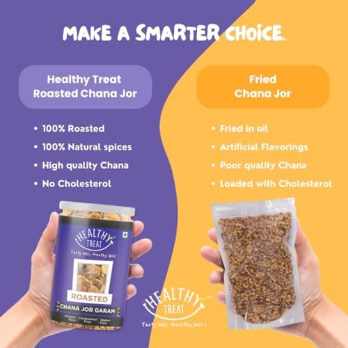 Healthy Treat Roasted Chana Jor Garam 200 gm | Healthy, Roasted Oil-Free Namkeen | Ready-to-eat | Healthy Snacks | Low in calories | Protein-Rich Snack | Roasted Beaten Chana Snack | Gluten Free — image 5
