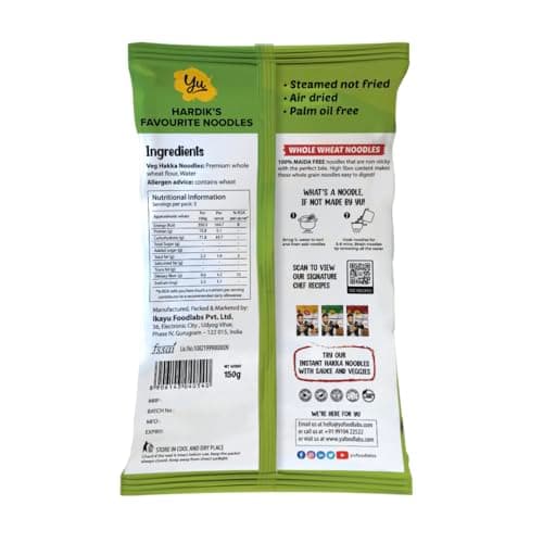 Yu Foodlabs - Whole Wheat Noodles - 100% Atta & Zero Maida - Easy To Digest Healthy Noodles - No Preservatives & 100% Natural - Just Boil - Ready In 5 Mins - Serves 6-300 grams (Pack Of 2) — image 2