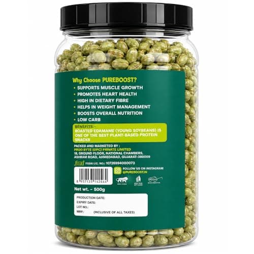 Roasted Salted Edamame, 1 kg (46% Protein, 14% Fiber, Lightly Salted Young Green Soybeans, Highest Plant Protein Supersnack) 500g*2 — image 3