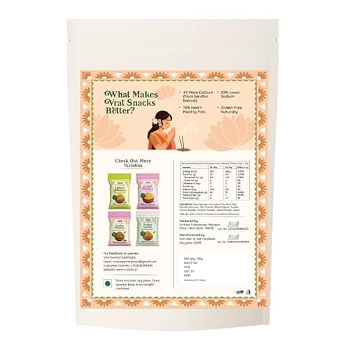 Vratam Pudina Banana Chips | Healthy Snacks for Diet | No Onion No Garlic No Palm Oil | Tasty Homemade Pudina Banana Chips | Thinnest Namkeen chips made in Groundnut Oil | 60G (pack of 1) — image 2