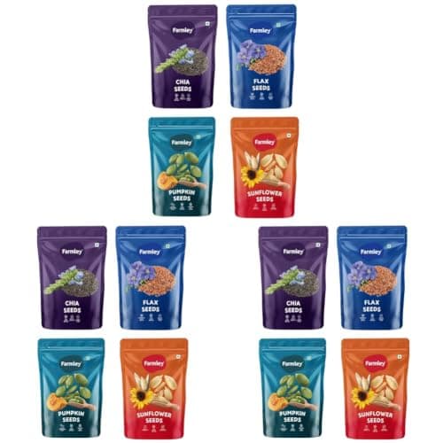 Farmley Edible Seeds Combo 800 g | Chia Seed + Sunflower Seed + Pumpkin Seed I Superfood Mix for Healthy Eating | Rich in Protein & Fiber (200g, each) (Pack of 4) — image 7