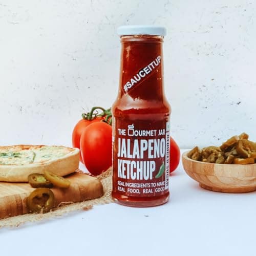 The Gourmet Jar Jalapeno Ketchup 225g| 100% Natural, No Preservatives, No Artificial Colors, No Artificial Flavouring agent| No Refined Sugar| Low Calorie| No-trans-fat| Healthy ketchup| Made with Fresh Tomatoes and Jalapenos| Homemade taste| Hot, Sweet & Spicy| Pack of 1 — image 2