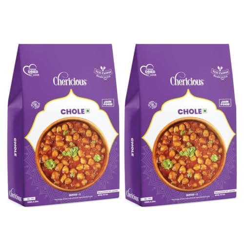 Chericious Ready to Eat Jain Chole | Freeze Dried-400 gm | No Onion No Garlic | Indian Street Food Style | Instant Heat & Eat Meal (Chole)