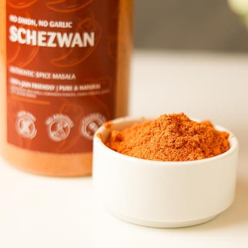 Omas Fresh Jain We-Desi Schezwan Seasoning | No Onion, No Garlic Masala Best for Making Noodles, Pasta, Fried Rice, Nachos (250g, Schezwan) — image 5