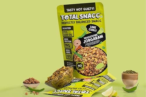 TOTAL SNACC Tangy Lime Combo (125g x 2 Packs) | High Protein 19g | High Fibre 12g | Roasted Not Fried | 70% Less Oil | No Palm Oil | Lime Pudina Super bhujia & Lime Chilli Wholesome Jorgaram | Baked Namkeen | Baked Bhujia | Healthy Snacks | Millet Snacks | No Preservatives | Zero Cholestrol | Diabetic Friendly — image 4