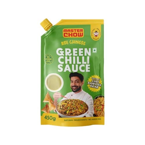 Masterchow Green chilli sauce | All Natural ingredients with no MSG | Perfect balance of Spicy and Tangy | Crafted By Chef Ranveer Brar | 450 GM