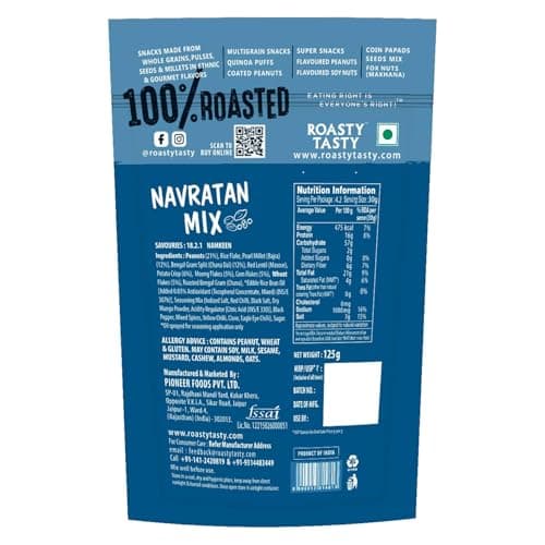 Roasty Tasty Navratan Mix 125g | Healthy Roasted Namkeen with Millets, Peanuts & Dry Fruits | No Palm Oil Snacks & Millet Namkeen | No Added Sugar | Protein-Rich Indian Snack | Guilt-Free Tea Time Mix | Clean Label Snacks for Adults — image 2