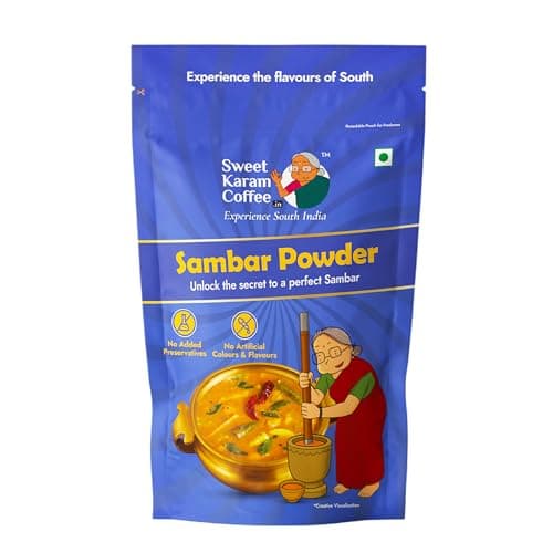 Sweet Karam Coffee Sambar Powder (Podi) – 180 grams | No Onion or Garlic | Authentic Homemade South Indian Masala | 100% Natural & Organic Ingredients | Aromatic, Healthy & Flavorful Spice Blend
