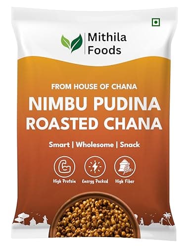 MITHILA FOODS 500g Nimbu Pudina Roasted Chana | Desi Chickpeas | Whole with Skin | Crunchy Vegan Gluten-Free High Protein SMART Snack | Authentic Bihari Bhuna Chana Snacks Tangy Lemon Mint Flavor