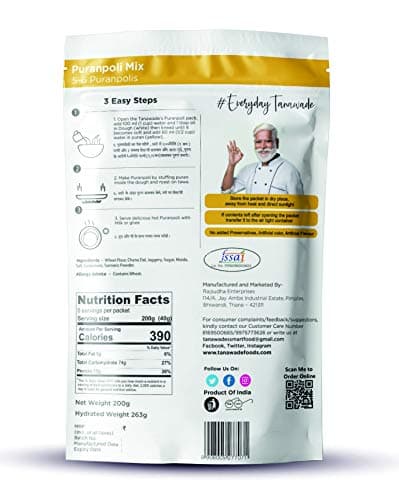 Tanawade’s Smart Food Instant Puranpoli Mix (Pack of 2) – No Preservatives • Ready‑to‑Cook Authentic Sweet Flatbread • Hand‑Picked Flavours • Homestyle Taste — image 2
