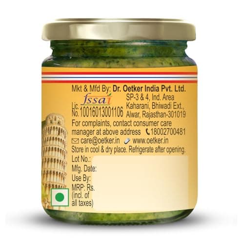 Dr. Oetker FunFoods Italian Basil Pesto, 190g | Authentic Pesto Sauce with Fresh Basil, Parmesan Cheese & Olive Oil | Perfect for Pasta, Pizza & Sandwiches — image 3