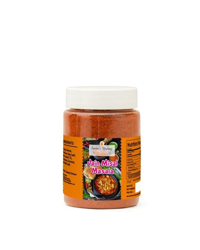 Savita’s Yummy Parlour Jain Misal Masala | Authentic Maharashtrian Spice Blend | No Onion No Garlic | Perfect for Misal Pav, Curries & Snacks | 90g