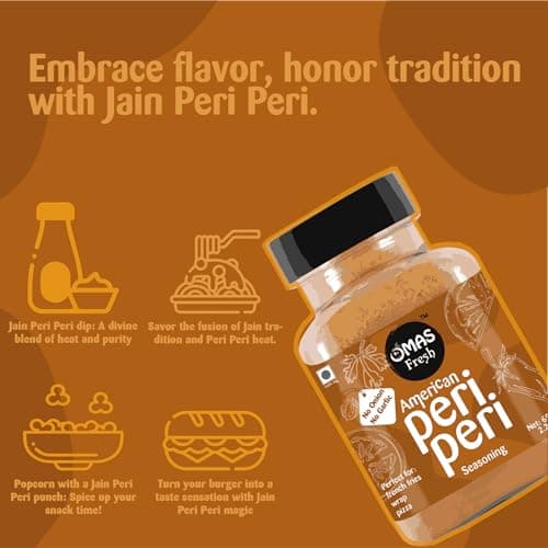 Omas Fresh Jain American Peri Peri Seasoning | No Onion, No Garlic Peri Peri Seasoning Best for Makhana, Pop-Corn, Savouries (65g) — image 6