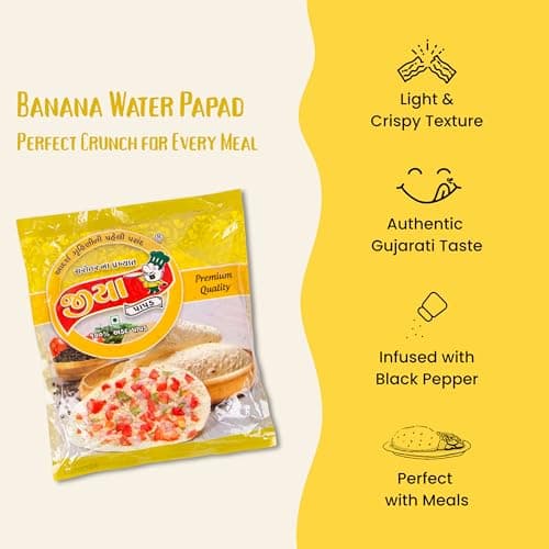 JIYA Banana Water Papad | 500g Pack | 7.5 Inch | 35-40 Papads | Swaminarayan Devotional Snack | Jain-Friendly Papadum Without Onion & Garlic | Crispy Snack for Fasting & Festivals — image 3