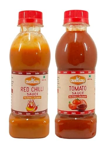 Fruvanta Jain Sauce/Catchup Combo Without Onion/garlic/Potato Tomato Sauce (200gm) and Red Chilli Sauce (200gm) (Pack of 2)