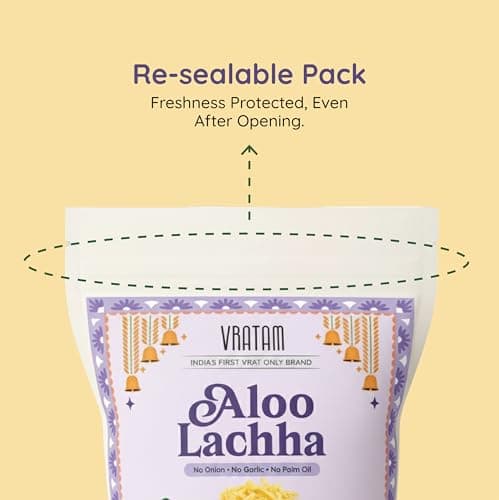 Vratam Aloo Lacha | Healthy Namkeen Aloo Bhujia for Diet | No Onion No Garlic No Palm Oil | Homemade Tasty Snacks made in Groundnut Oil | Guilt Free Snacks Jain Friendly | 110G (pack of 1) — image 4