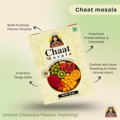 Nairuti Vyutpadan Chat Masala (Jain Friendly) 50g | No Onion No Garlic | Tangy & Spicy Chaat Masala Powder | Sprinkle for Fruits, Salads, Snacks & Street Style Flavour | No Preservatives — image 3