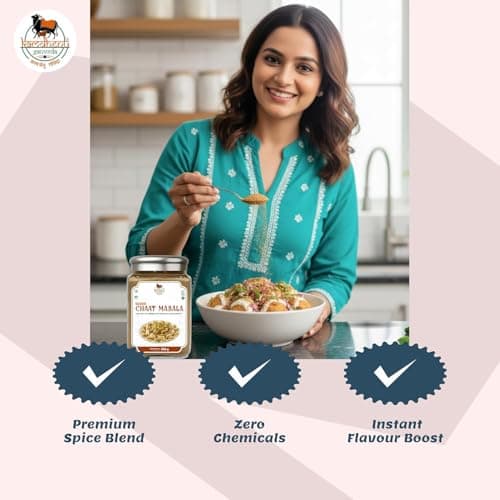 Satvik Sanatani Sawaminaryan, Jain, Vegan Tangy Street-Style ChatPata Spice Masala | Blend Natural Ingredients Cumin, Coriander, Pudina, Pink & Black Salt | No Preservatives | FSSAI Certified | No Onion No Garlic | Pack In Premium Organic Glass Jar With Steel Cap (200g, Chaat Masala) — image 7