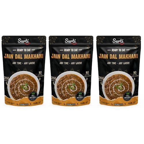Surtiflavour Jain Dal Makhani, Ready to Eat, 250 Gram, Gluten-Free, Preservative-Free, Instant Indian Cuisine, Vegetarian (Pack of 3)