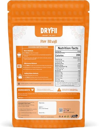 Dryfii Ready-to-Eat Dal Paratha (5 Pcs Parathas) with Jain Pav Bhaji | Veg Combo Meal | Pure Vegetarian — image 3