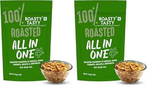 Roasty Tasty All in One | No Onion No Garlic Roasted Namkeen Mix | Healthy Indian Snack with Peanuts, Millets, Dry Fruits 125g x 3 Packs — image 7
