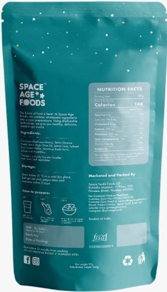 Space Age Foods | Jain Friendly - Herbed Hummus Powder | Instant Healthy Dip Mix | Pack of 1 Makes 250g Creamy Hummus (75g Dry) | 3-4 Servings | High Protein & Vegan Friendly | No Preservatives, Additives, Colours or Fillers | Authentic Mediterranean Flavour | Ready in 1 Minute – Just Add Water & Mix | Jain-Friendly Recipe (No Onion, No Garlic) — image 2