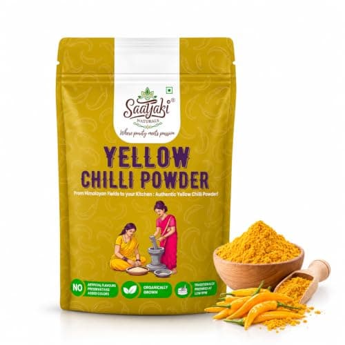 Saatyaki Naturals Organic Himalayan Yellow Chilli Powder - 100gm | Pure, Freshly Grounded Spice for Cooking, Non-GMO, Gluten-Free – Perfect for Curries, Marinades, and Seasoning