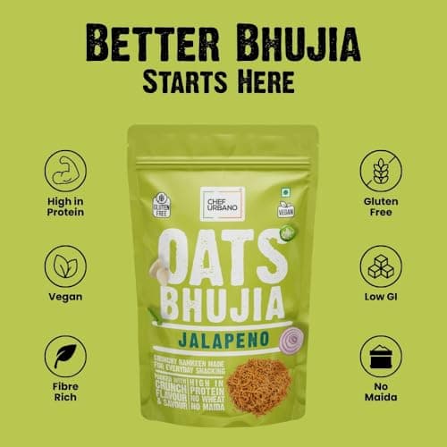 Chef Urbano Oats Bhujia - Jalapeno Flavour (70g) | Gluten Free & Vegan | High Fiber & Protein | No Wheat No Maida | Light & Healthy Everyday Snacking - Pack of 1 — image 5