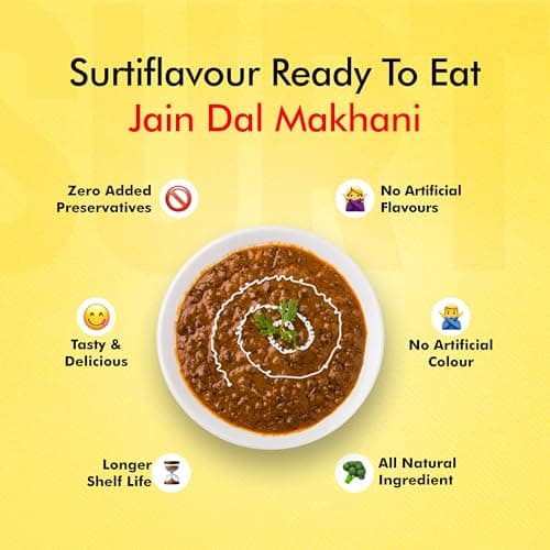 Surtiflavour Jain Dal Makhani, Ready to Eat, 250 Gram, Gluten-Free, Preservative-Free, Instant Indian Cuisine, Vegetarian (Pack of 3) — image 4