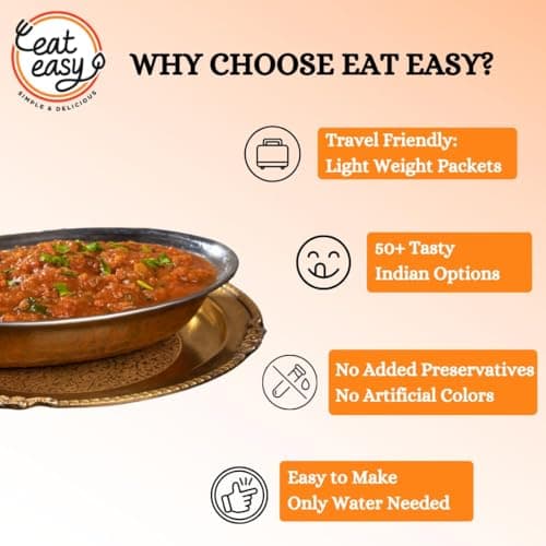 Eat Easy Ready To Eat Jain Pav Bhaji, 65gm (Pack of 6) | Just Add Water and Cook | No Onion No Garlic, Vegetarian Healthy Instant Food for Travel, Trekking, Campign | No Preservatives | No Added Artificial Colours & Flavours — image 4