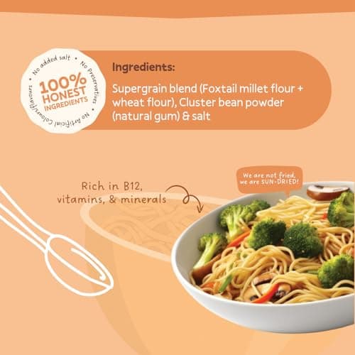 Foxtail Millet Noodle - Pack Of 2 (180gm each) | Sun Dried, Vegan Noodle| Rich in Magnesium and Vitamin B12 | No Maida Noodle | No MSG, No Preservative — image 4