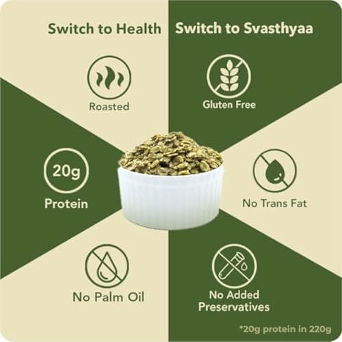 Svasthyaa High Protein Moong Jor | Roasted Moong Dal Namkeen Snack | Healthy Vegetarian Dal Snack | Gluten Free, Vegan & Jain | Breakfast, Travel & Kids | 220g — image 3
