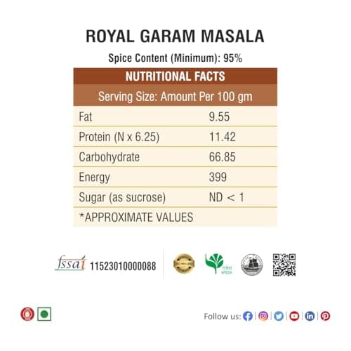 Bhoj Masale Royal Garam Masala | Powder | Spices 450GM | Exotic Blend of Ingredients for Daily cooking | Aromatic Garam Masala| Rich in Flavor | Naturally Processed and No Preservatives. No Onion and No Garlic ( Jain Masale ) — image 2
