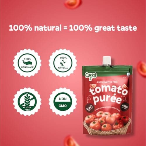 CURRYiT Tomato Puree | Made With 100% Fresh Hand Picked Tomatoes | No onion & Garlic | Tomato Paste For Cooking Pasta & Curries | No Added Preservatives or Colors | Pure & Natural (100g x 3) 300g — image 4