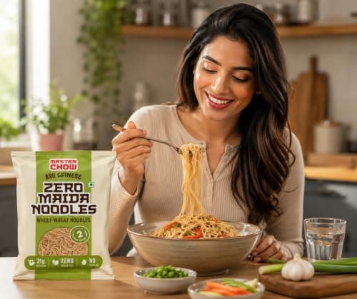 MasterChow Zero maida noodles | whole wheat noodles | 21 Grams of protein | No Preservatives and MSG (Pack of 1) — image 3