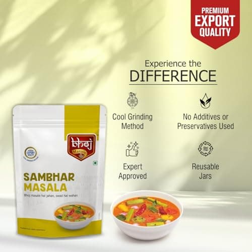Bhoj Masale Sambhar Masala 200GM | Flavorful and aromatic Sambhar Masala with no added preservatives | Prepare Delicious Sambar At Home. No colour, no preservatives no onion & no garlic (Jain Masala) — image 5