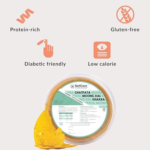 SelfCare By Suman Agarwal Chatpata Moong Dal Khakhra Pack of 1 250g | Roasted-Healthy-Snacks-Crackers-Namkeen-Grocery | Crispy & Chatpata - Tae time - Eat with Dip | Gluten Free - Jain & Travel Friendly — image 3