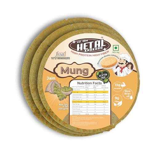 Mung Khakhra JAIN | Gluten Free | Crispy| Ready To Eat | High Protein High Fiber| No Palm Oil | 200g Vacuum Pack Of 2 — image 8