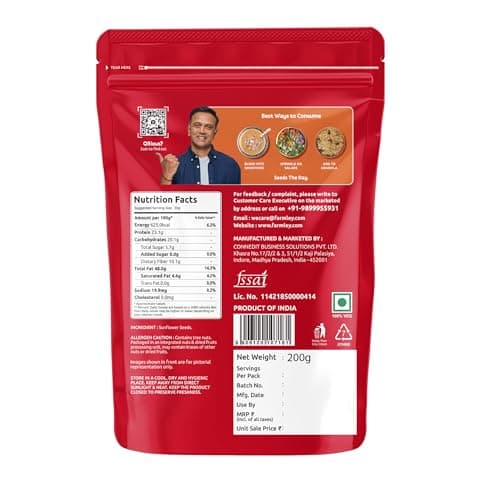 Farmley Edible Seeds Combo 400 g | Chia Seed + Sunflower Seed + Pumpkin Seed I Superfood Mix for Healthy Eating | Rich in Protein & Fiber (200g, each) (Pack of 2) — image 3