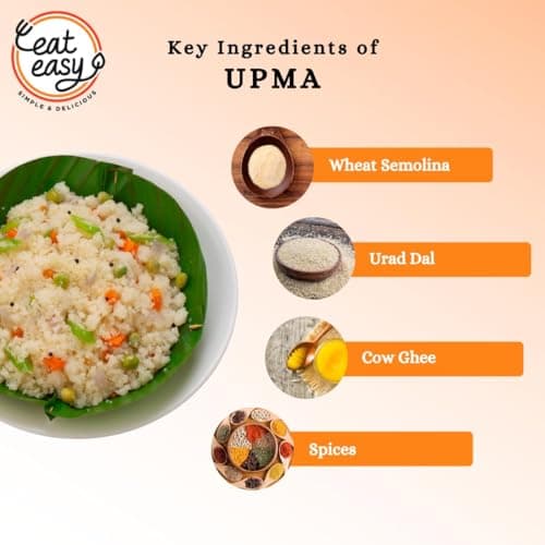 Eat Easy Ready To Eat Upma- 85gm | Just Add Water and Cook | Freeze Dehydrated Instant Healthy & Delicious Upma for Travel, Hostel, Trekking, Camping, Hiking | Supports Digestion, Rich in Nutrients I No Preservatives — image 5