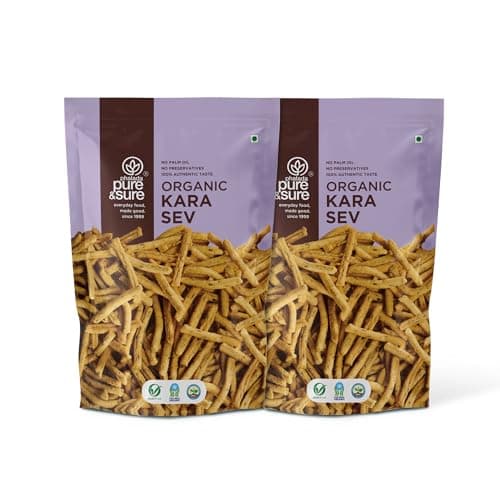Pure & Sure Organic Kara Sev 100gm (Pack of 1) | Delicious Crunchy Namkeen & Snacks | Ready to Eat Tea Time Snacks, Cholesterol Free, No Trans Fats, No Preservatives — image 6