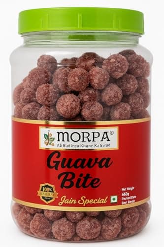 Morpa Guava Bite Candy Tangy and Sweet Guava Balls Jain Special 100% Natural Fruit Candy Mouth Freshener & Snack