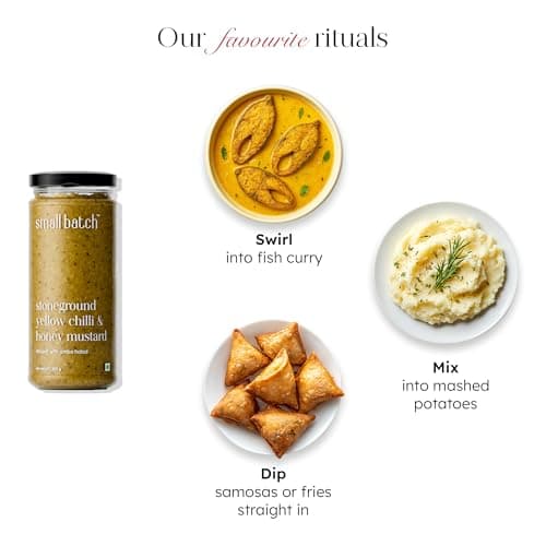 SMALLBATCH Stone Ground Yellow Chilli & Honey Mustard, Authentic Mustard Seeds, Gourmet Condiment, Sauce, Spread, Dip, Salad Dressing, No Preservatives, Pure Veg - 200g — image 6