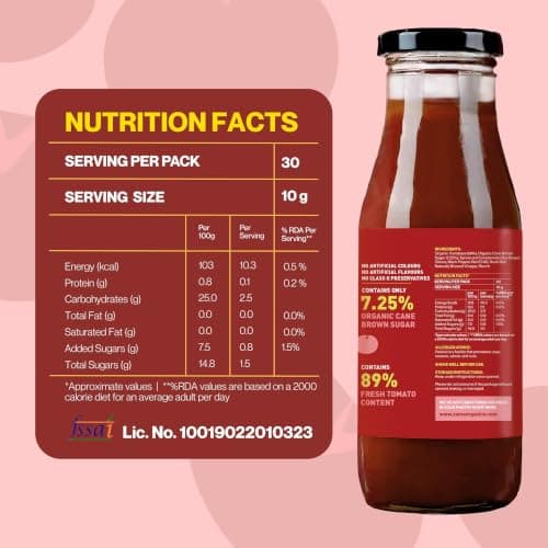 Zama Organic Jain Tomato Ketchup 300g Glass Bottle | Tomato Sauce | Ingredients | Tomatoes | Tangy and Raw Flavour | Traditionally Produced | — image 2