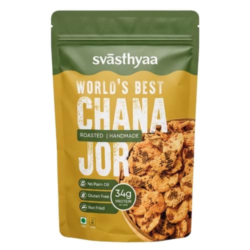 Svasthyaa Roasted Chana Jor Garam Healthy Indian Snack for Kids & Adults | Crispy Channa Namkeen | High Protein, Gluten Free | Vegan Jain with Sea Salt & Hing | No Palm Oil, No Added Sugar | Travel & Office | 220g - Pack of 1 — image 7